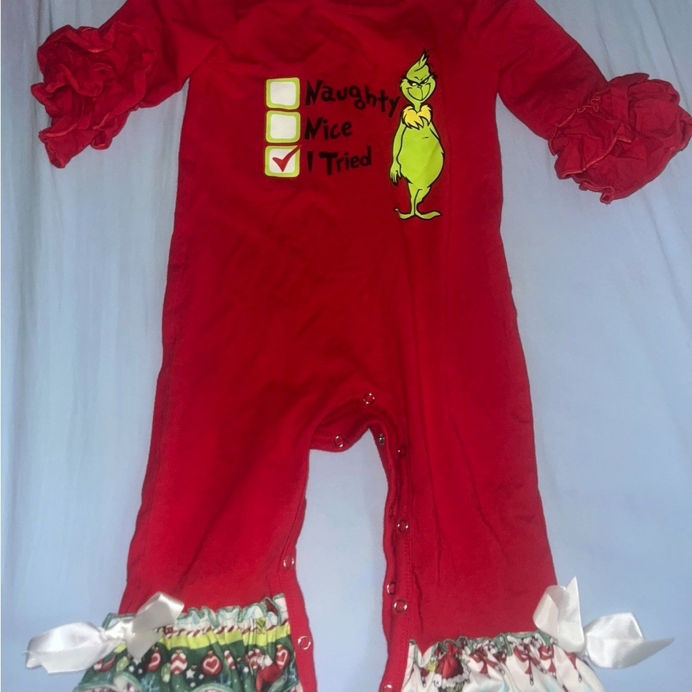 Festive Red Grinch Kids Bodysuit